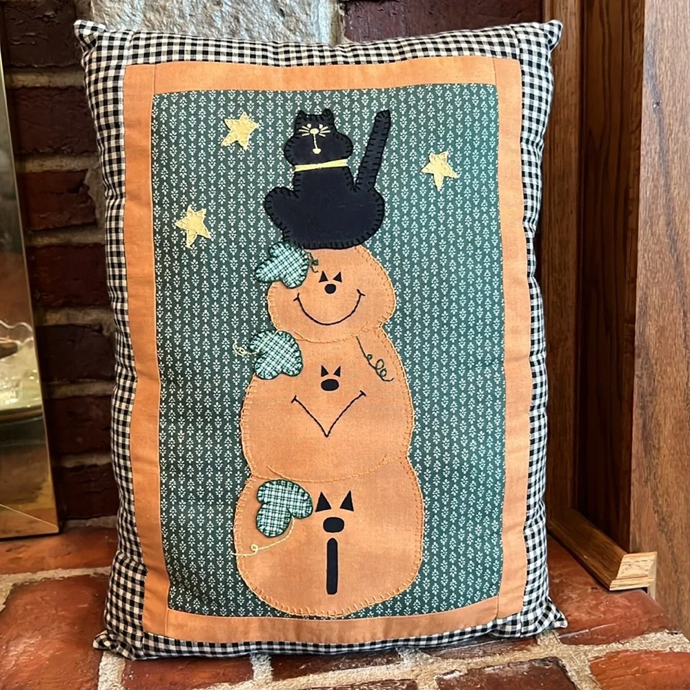 Charming Fall Halloween Pumpkin Pillow with Black and Orange Design